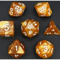 Pack 7 Dados Rol Marmoleado Marrón Claro Y Blanco