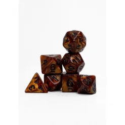 Pack 7 Dados Rol Marmoleado Marrón Y Negro