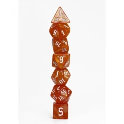 Pack 7 Dados Rol Marmoleado Naranja Y Blanco
