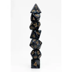 Pack 7 Dados Rol Marmoleado Negro Y Amarillo