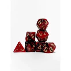 Pack 7 Dados Rol Marmoleado Negro Camín Y Amarillo
