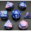 Pack 7 Dados Rol Marmoleado Rosa Azul Y Blanco