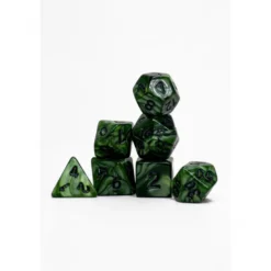 Pack 7 Dados Rol Marmoleado Verde Y Negro