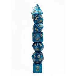 Pack 7 Dados Rol Marmoleado Verde Azulado Y Amarillo