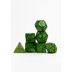 Pack 7 Dados Rol Marmoleado Verde Y Amarillo