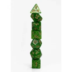 Pack 7 Dados Rol Marmoleado Verde Y Amarillo