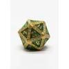 Pack 7 Dados Rol Metálicos D&D Arcano Oro Verde