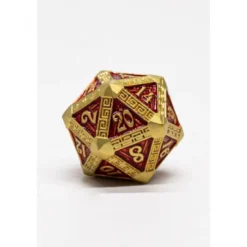 Pack 7 Dados Rol Metálicos D&D Arcano Oro Rojo
