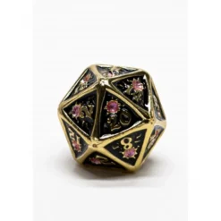 Pack 7 Dados Rol Metálicos D&D Cobre con Gema Rubí