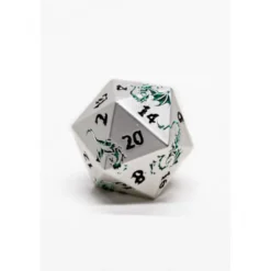 Pack 7 Dados Rol Metálicos D&D Dragón Verde y Blanco