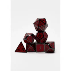 Pack 7 Dados Rol Metálicos D&D Mixed Niquel Rojo