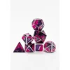 Pack 7 Dados Rol Metálicos D&D Mixed Plata Rosa Y Morado