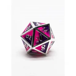 Pack 7 Dados Rol Metálicos D&D Mixed Plata Rosa Y Morado
