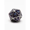 Pack 7 Dados Rol Metálicos D&D Morado Con Gema Zafiro