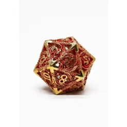 Pack 7 Dados Rol Metálicos D&D Oro y Rubí