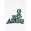 Pack 7 Dados Rol Metálicos D&D Plata y Turquesa