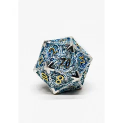 Pack 7 Dados Rol Metálicos D&D Plata y Turquesa