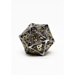 Pack 7 Dados Rol Metálicos D&D Plata y Oro