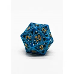 Pack 7 Dados Rol Metálicos D&D Plata y Zafiro Dorado