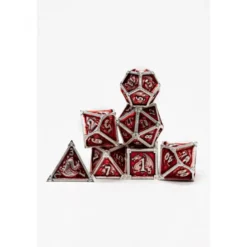 Pack 7 Dados Rol Metálicos D&D Rubí