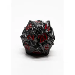 Pack 7 Dados Rol Metálicos D&D Solid Dragón Negro y Rojo