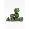 Pack 7 Dados Rol Metálicos D&D Verde Claro con Gema Rubí