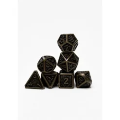 Pack 7 Dados Rol Metálicos D&D Vintage Oro