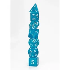 Pack 7 Dados Rol Transparente Azul Agua Y Blanco