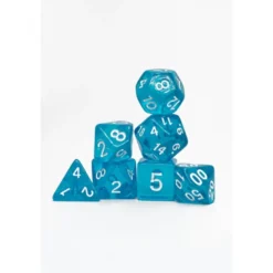 Pack 7 Dados Rol Transparente Azul Agua Y Blanco
