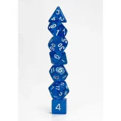 Pack 7 Dados Rol Transparente Azul Marino Y Blanco