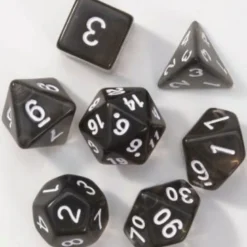 Pack 7 Dados Rol Transparente Negro Y Blanco