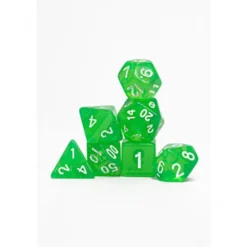 Pack 7 Dados Rol Transparente Verde Fluo Y Blanco