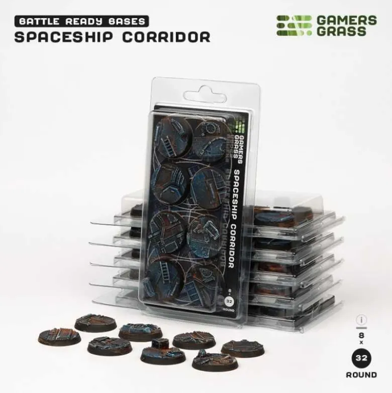 Spaceship Corridor Bases Round 32mm (x8)