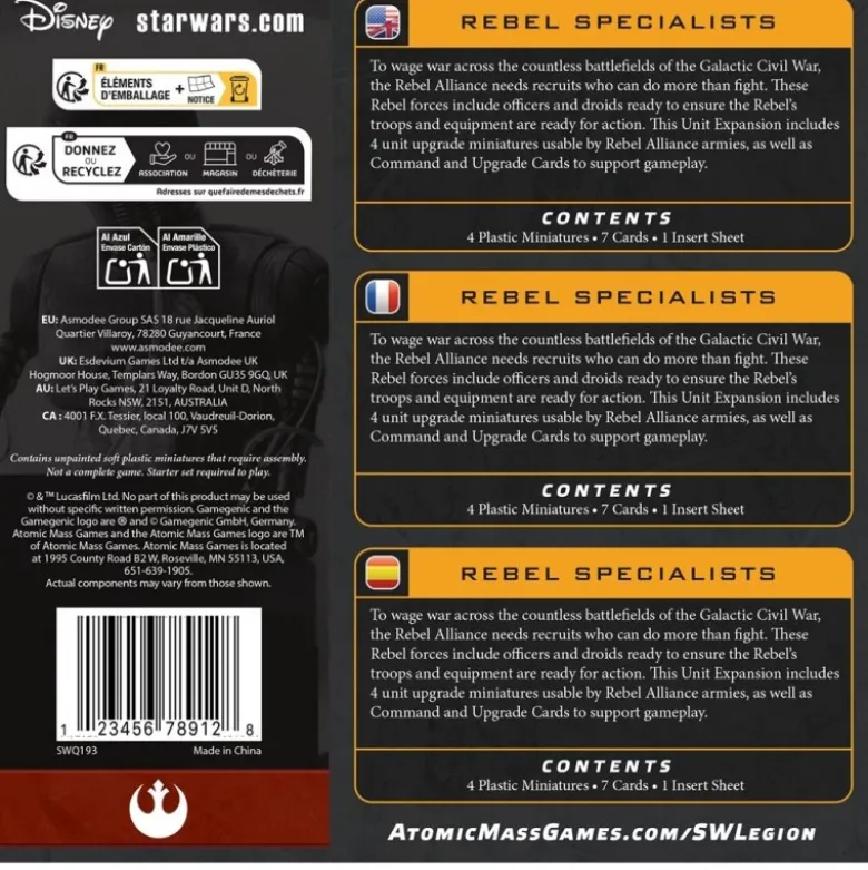 SW Legión: Rebel Specialists (Castellano)